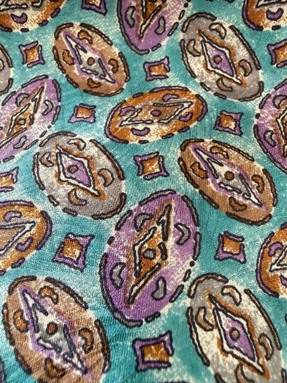 Givenchy Vintage Silk, Tie Teal Purple Geometric, Designer Menswear